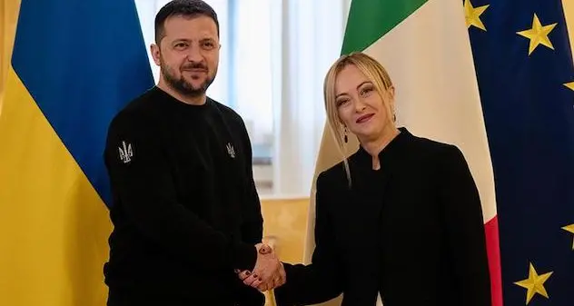 Meloni riceve Zelensky: \"Sostegno dell'Italia per arrivare a pace giusta\"