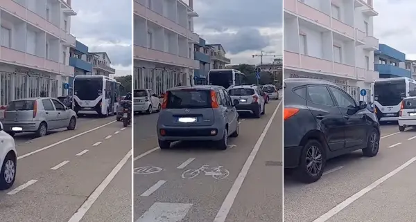 Alghero. Auto sulla pista ciclabile. “Vergognoso, così viene danneggiata”