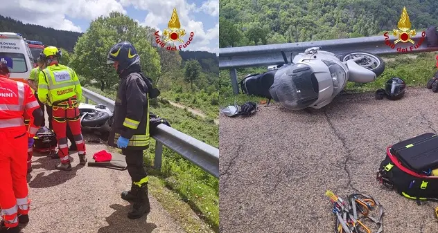 Sorgono. Cade rovinosamente al suolo: motociclista in ospedale con elisoccorso