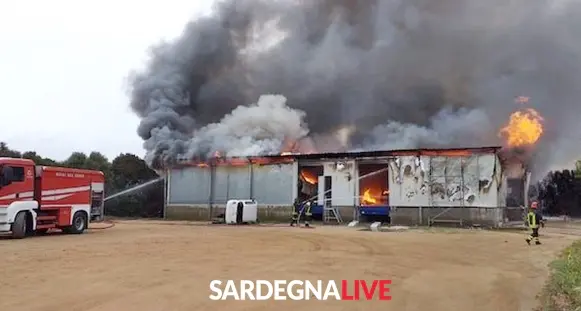 Sestu. Pauroso incendio in un capannone nella zona artigianale. VIDEO
