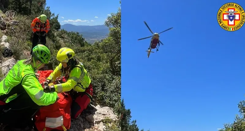 Baunei. Scivola e sbatte la schiena: recuperato e soccorso dalle squadre del Soccorso alpino