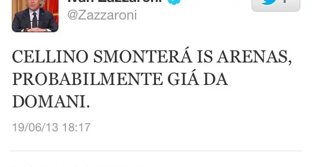 Ivan Zazzaroni su twitter: \"Cellino smonterà Is Arenas\"