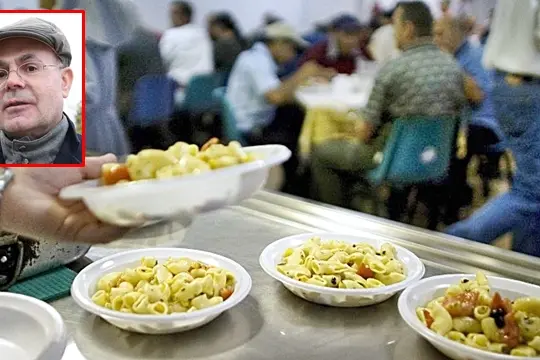 Free meals are served in a \"soup kitchen\" run by the Sant\\'Egidio Christian community in Rome September 17, 2008. The euro zone\\'s third largest economy, Italy has been one of its most sluggish performers for more than a decade, and has suffered more than most of its partners from surging oil prices, a strong currency and the international slowdown. Statistics show that Italy is growing older and poorer while the economy underperforms its European peers.    To match feature FINANCIAL-ITALY/POOR     REUTERS/Tony Gentile        (ITALY)