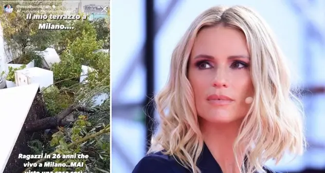 Michelle Hunziker mostra il terrazzo distrutto dal temporale: \"Mai vista una cosa così\"