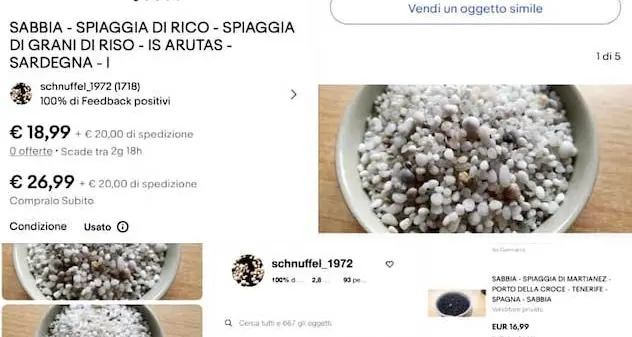 Sabbia rubata da Cabras venduta online da un tedesco