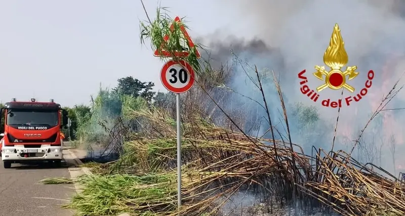 Nurachi, canneto in fiamme: intervengono i Vigili del fuoco