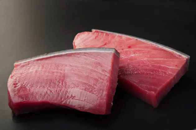 This is block meat before cooking. Tuna is a popular sushi material.