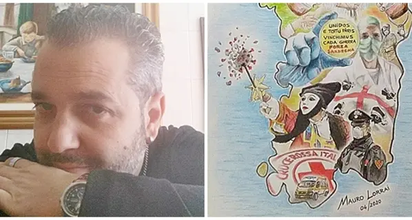 Coronavirus, la Sardegna triste e ferita nel disegno dell’artista Mauro Lorrai: “Uniti vinceremo questa brutta sofferenza”