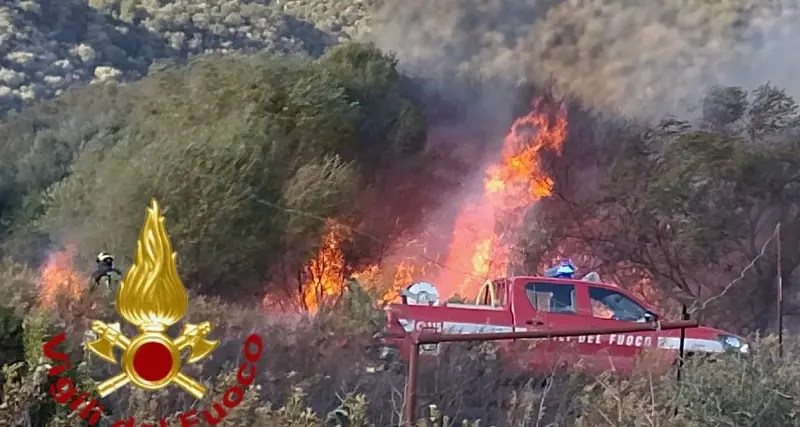 Incendio nella periferia di Olbia: intervengono i Vigili del fuoco