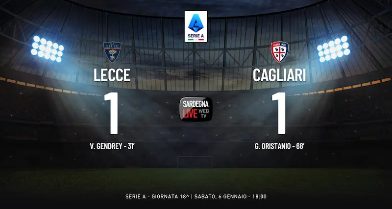 Lecce-Cagliari 1-1, prima Gendrey poi Oristanio: punto prezioso in Salento