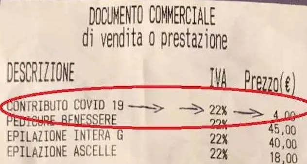 Sugli scontrini fiscali spunta la voce “Contributo covid-19” che va dalle 2 alle 4 euro