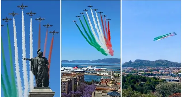 Cagliari col naso all'insù: le foto più belle del passaggio delle Frecce Tricolori