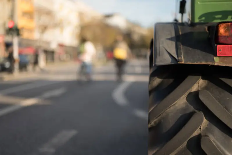 Traktor during a farmer\\'s protest in Hamburg