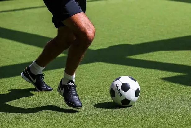 MANCHESTER, ENGLAND - AUGUST 08: Ryan Giggs in action as TalkTalk take on the Class of \\'92 in a friendly five-a-side match to celebrate its sponsorship of Salford City FC at Hotel Football, Old Trafford on August 8, 2019 in Manchester, England.  (Photo by Barrington Coombs/Getty Images for TalkTalk)