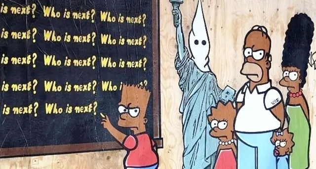 I Simpson con la pelle nera: “Chi è il prossimo”. L’opera di Alexsandro Palombo sul problema razziale