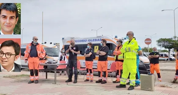 Ambulanze in corteo, i volontari del 118 chiedono aiuto. Zedda e Agus: “Serve subito una legge che li tuteli”