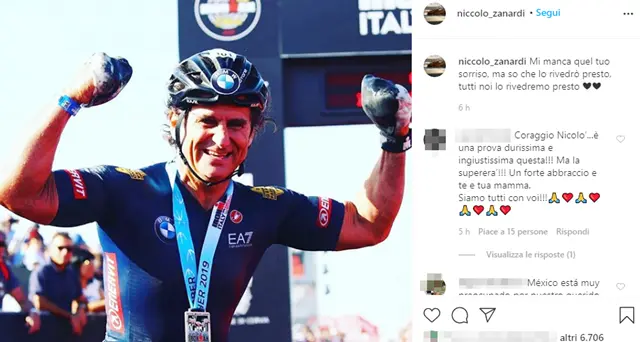 Zanardi, il post struggente su Instagram del figlio Niccolò: “Mi manca il tuo sorriso, lo rivedrò presto”