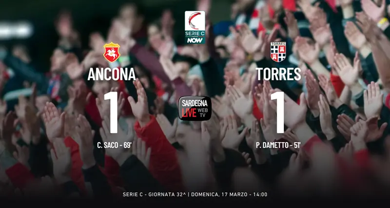 La Torres va avanti ma si fa riprendere: 1-1 ad Ancona