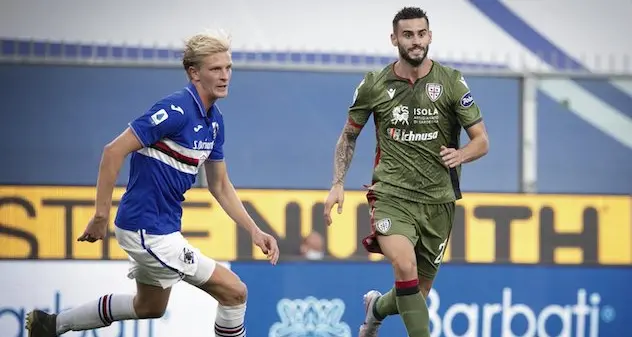 Sampdoria-Cagliari 3-0, rossoblù non pervenuti, pessima figura a Genova