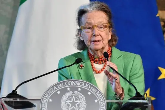 Giulia Maria Crespi, presidente onorario FAI, durante la conferenza stampa di presentazione della 25/a edizione delle Giornate Fai di Primavera a palazzo Chigi, Roma, 14 marzo 2017.  ANSA / ETTORE FERRARI