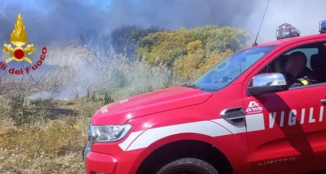 Vasto incendio tra Selargius e Monserrato, in fiamme un canneto