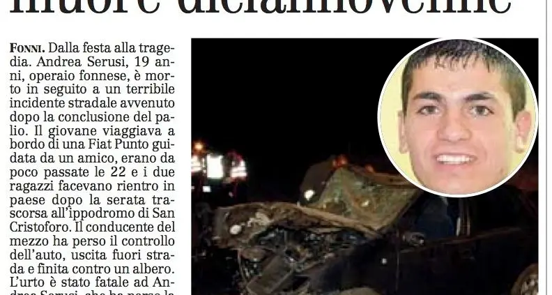 Strade del nuorese, la strage continua: muore 19enne a Fonni