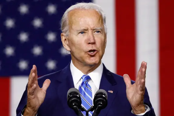 Democratic presidential candidate, former Vice President Joe Biden, speaks during a campaign event, Tuesday, July 14, 2020, in Wilmington, Del. (AP Photo/Patrick Semansky)