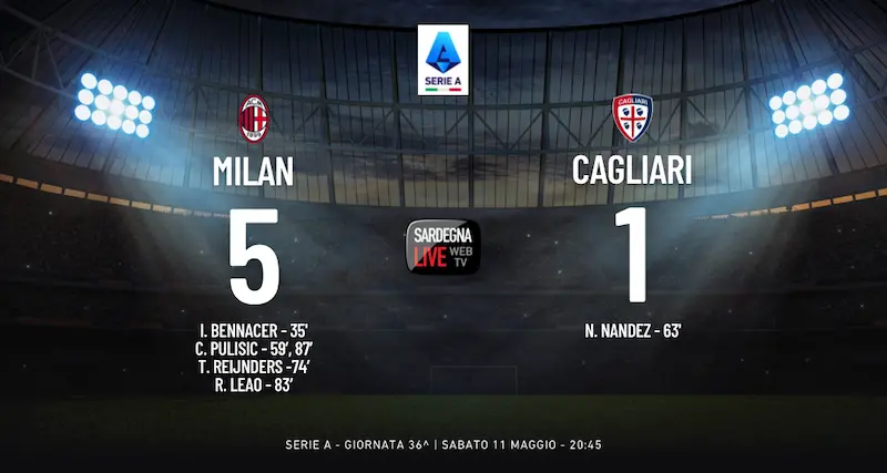 Milan-Cagliari 5-1, brutta e pesante sconfitta a San Siro