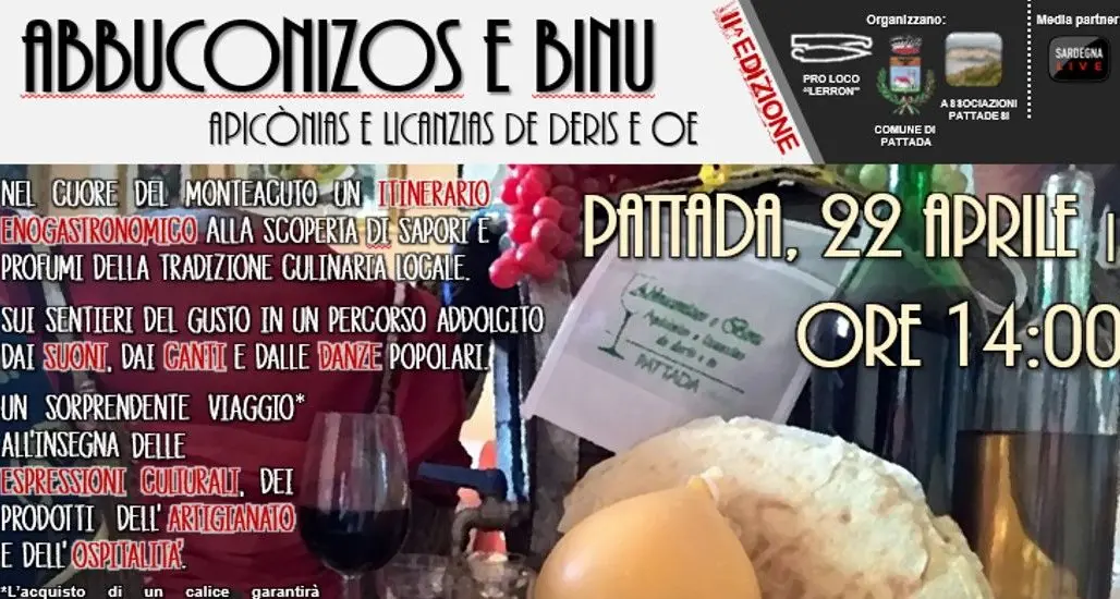 Pattada: il 22 aprile la II^ edizione della manifestazione enogastronomica Abbuconizos e Binu