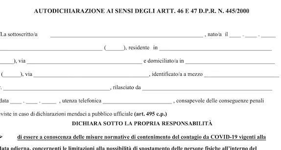 Decreto Natale. Quando serve l’autocertificazione. Scarica il modulo