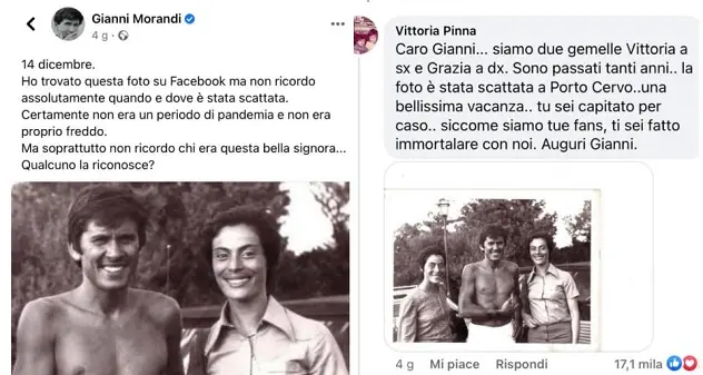 \"Qualcuno riconosce questa bella signora?\". Morandi e lo scatto con due gemelle sarde
