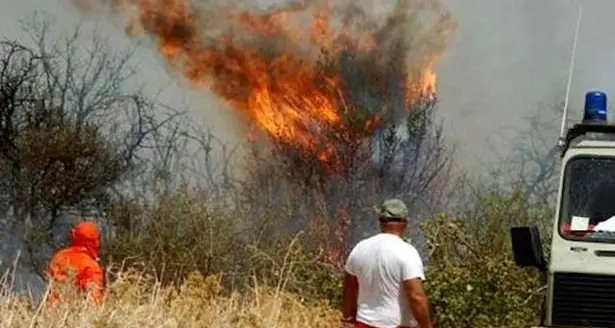 Incendio nelle campagne di Bassacutena