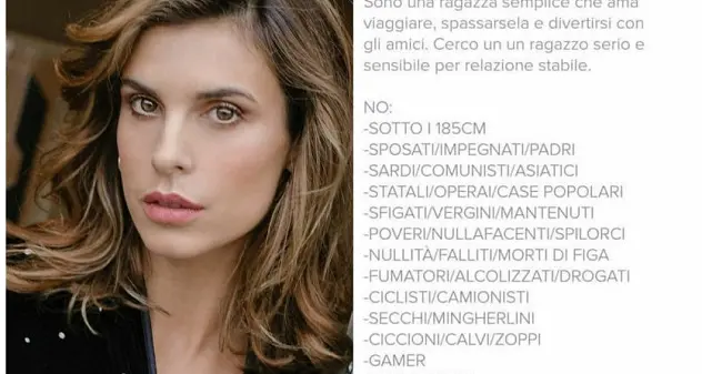 Donna cerca uomo: \"No sardi e asiatici\". La Canalis perplessa: \"L'hanno informata male\"