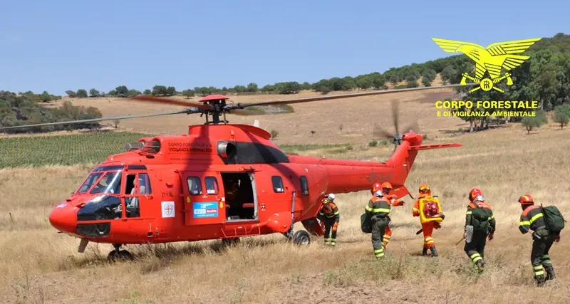 Incendio ad Arborea, sul posto l'elicottero Super Puma