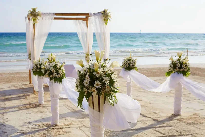 Decorations for wedding ceremony on Boracay island beach