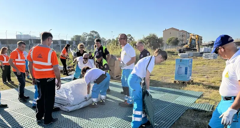 Cagliari. Costruito a tempo record un campo di Protezione civile