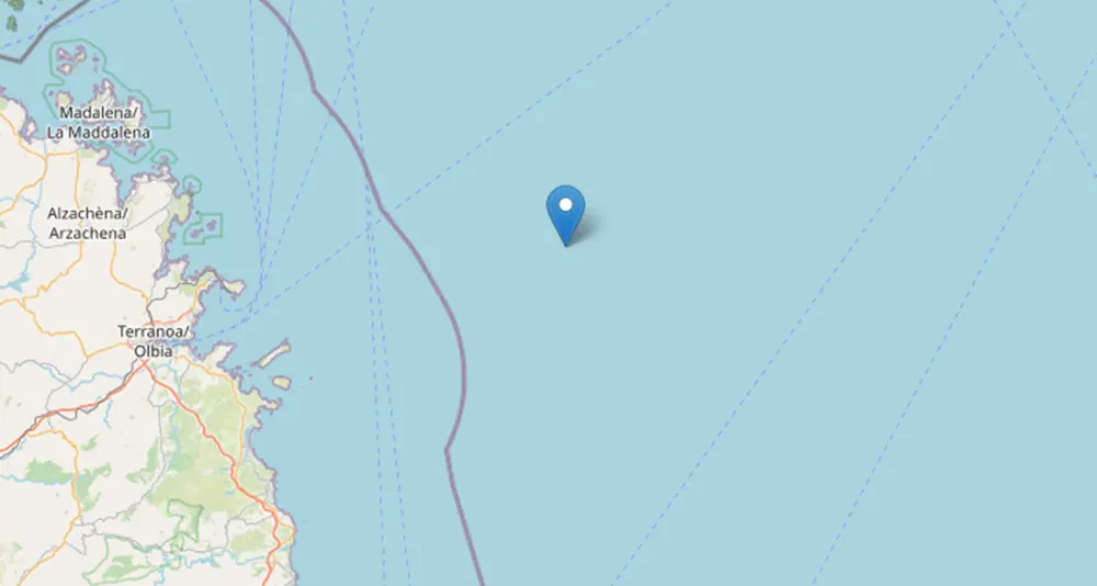 Scossa di terremoto al largo della Gallura: nel Tirreno un sisma di magnitudo 2.5