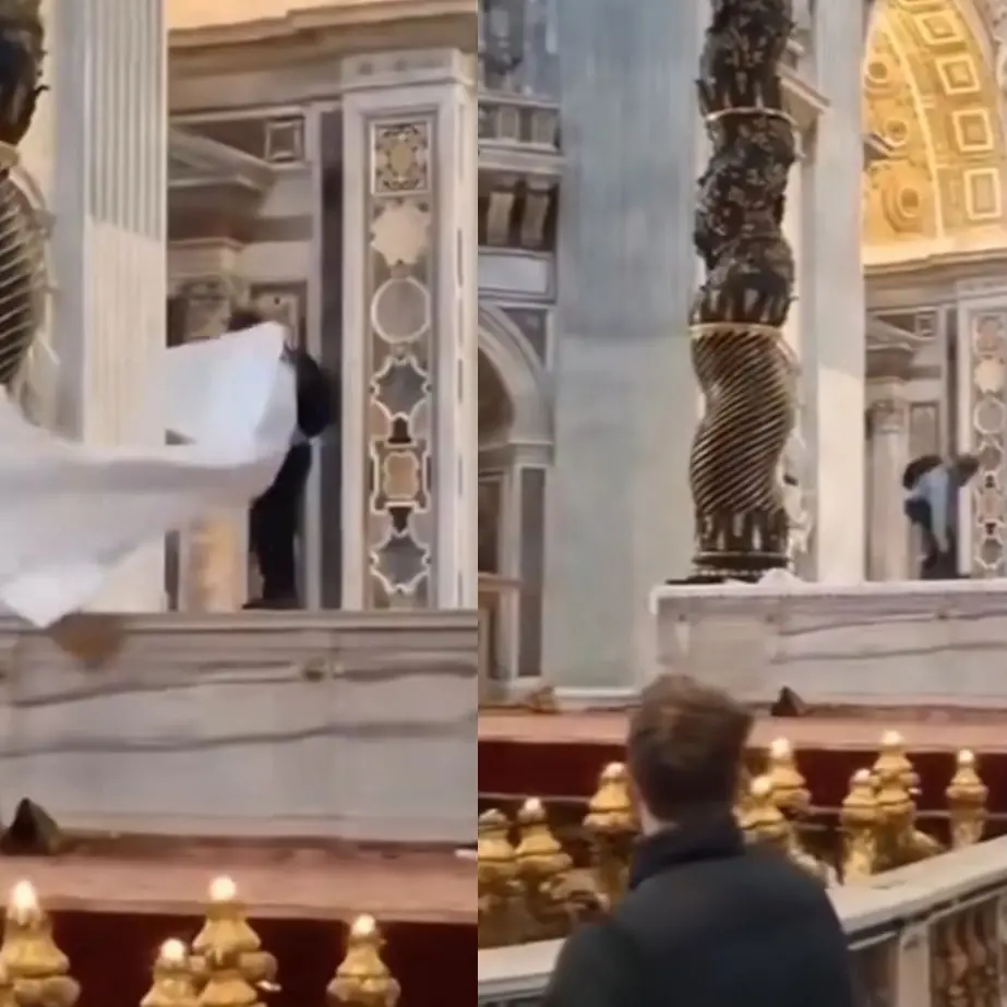 Follia a San Pietro: sale nell'altare e lancia a terra candelabri del XIX secolo