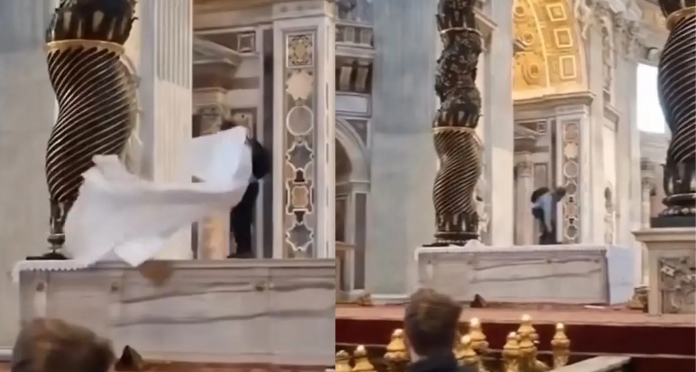 Follia a San Pietro: sale nell'altare e lancia a terra candelabri del XIX secolo