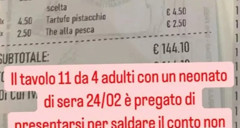 In fuga col neonato senza pagare il conto al Sushi. \"Abbiamo il video, saldate il conto\"