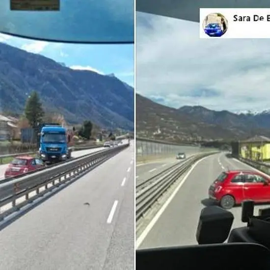Camionista mette di traverso il tir per fermare una 500 contromano