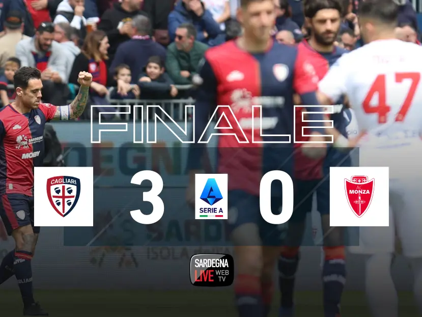 Cagliari - Monza 3-0, tre punti d'oro nella corsa salvezza