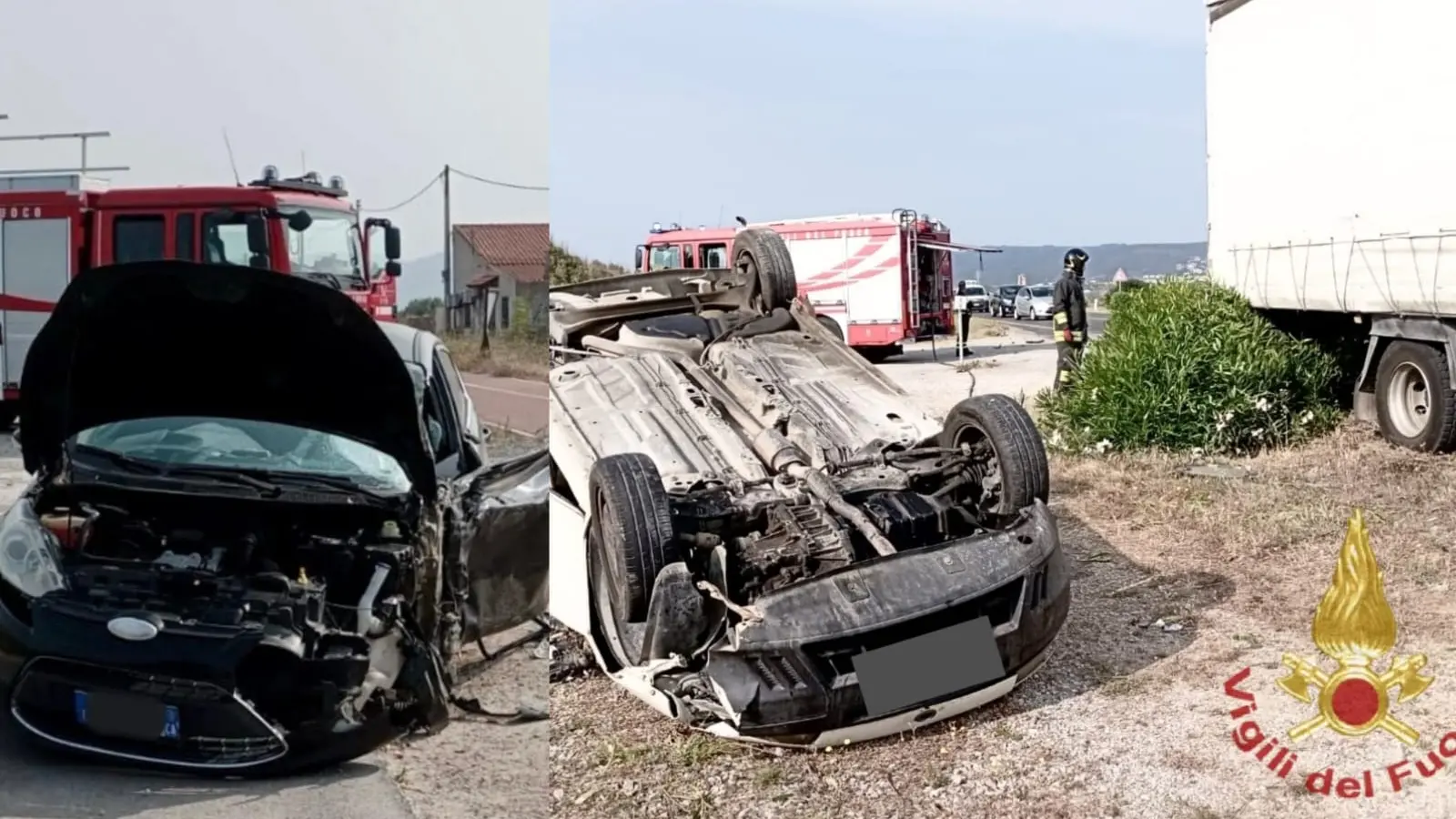 Due auto e un camion si scontrano a Sant'Antioco: una vettura si ribalta
