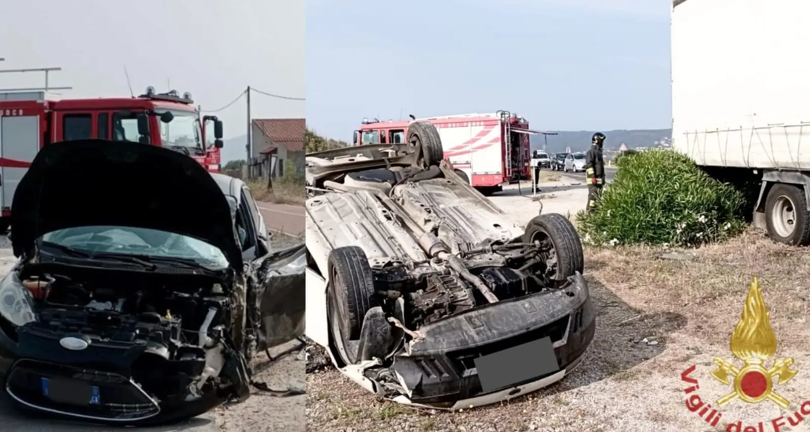 Due auto e un camion si scontrano a Sant'Antioco: una vettura si ribalta