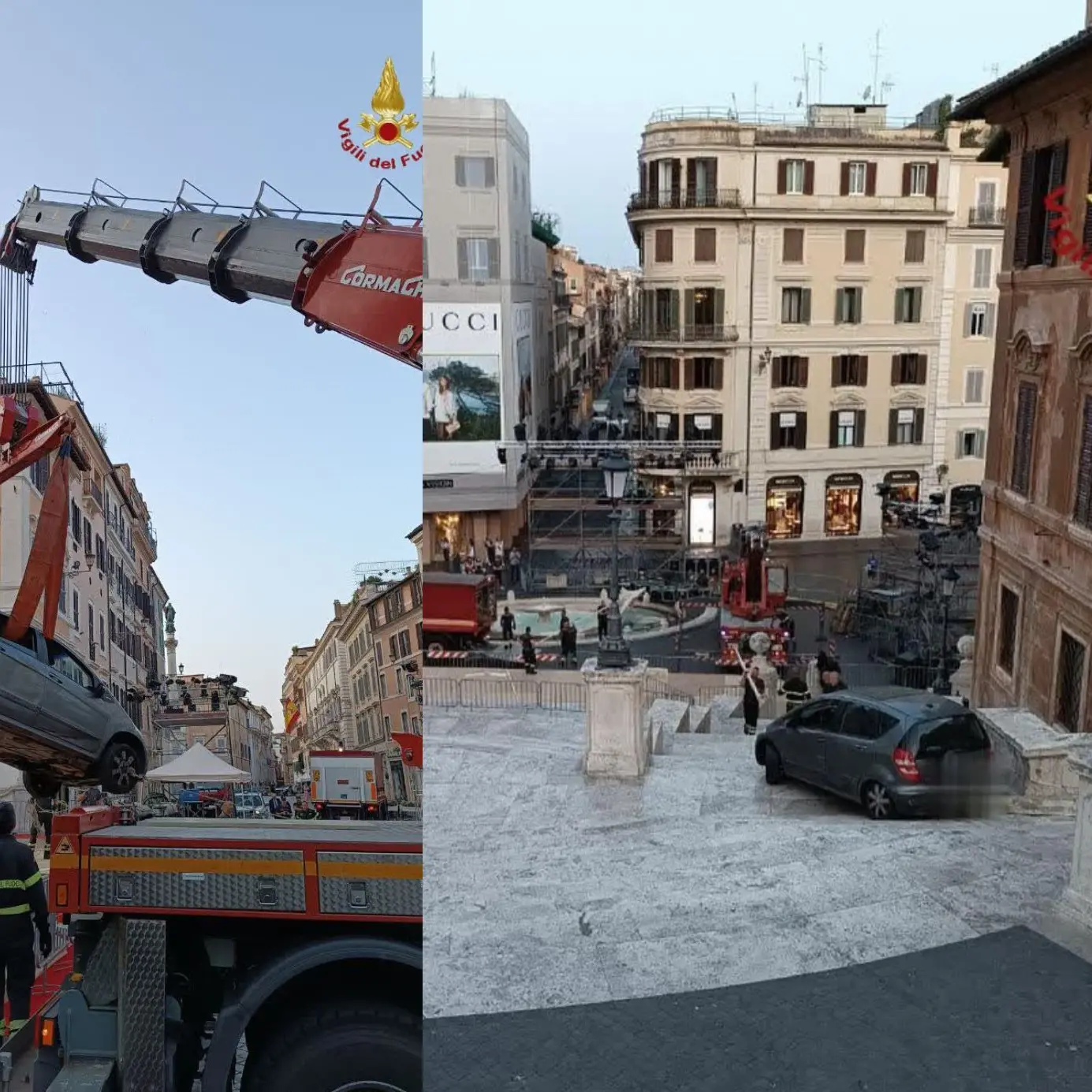 Roma. Anziano alla guida percorre in auto la scalinata di Trinità dei Monti