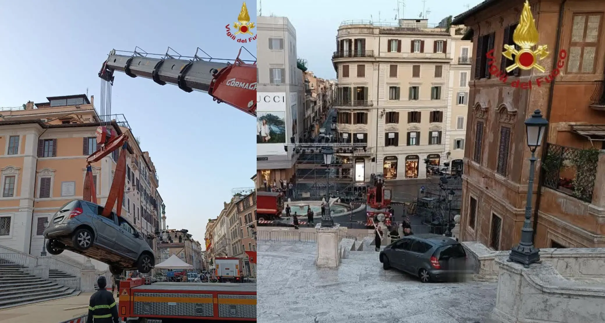 Roma. Anziano alla guida percorre in auto la scalinata di Trinità dei Monti