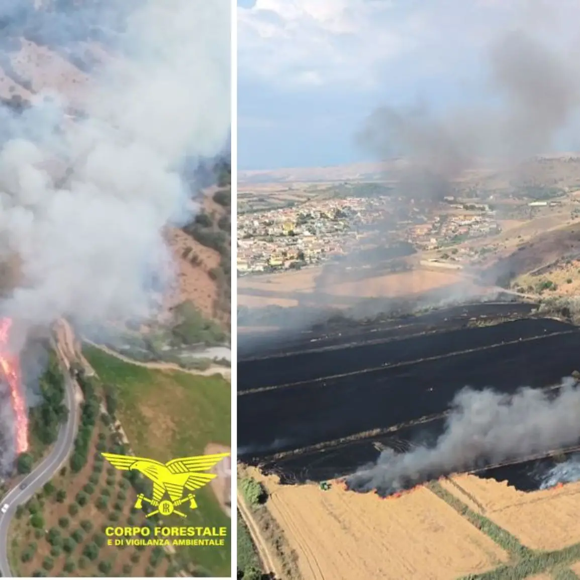 Sardegna nella morsa del fuoco: 18 incendi in un solo giorno, elicotteri in azione a Orroli, Jerzu e Furtei