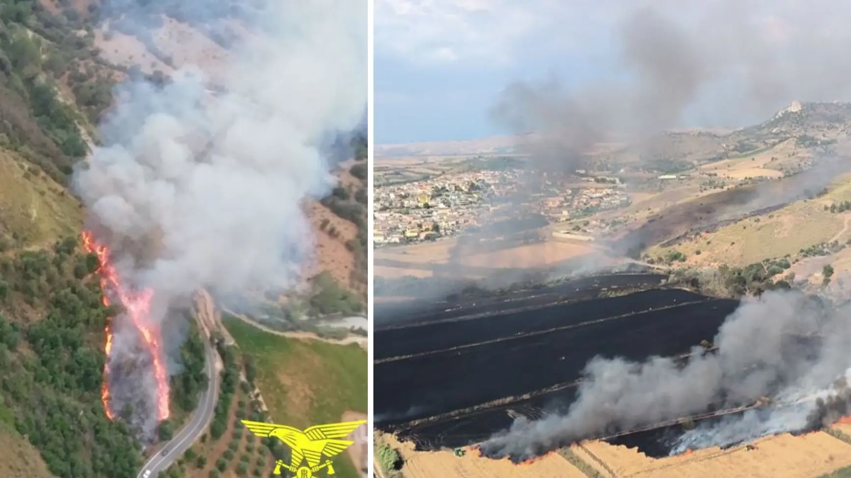 Sardegna nella morsa del fuoco: 18 incendi in un solo giorno, elicotteri in azione a Orroli, Jerzu e Furtei