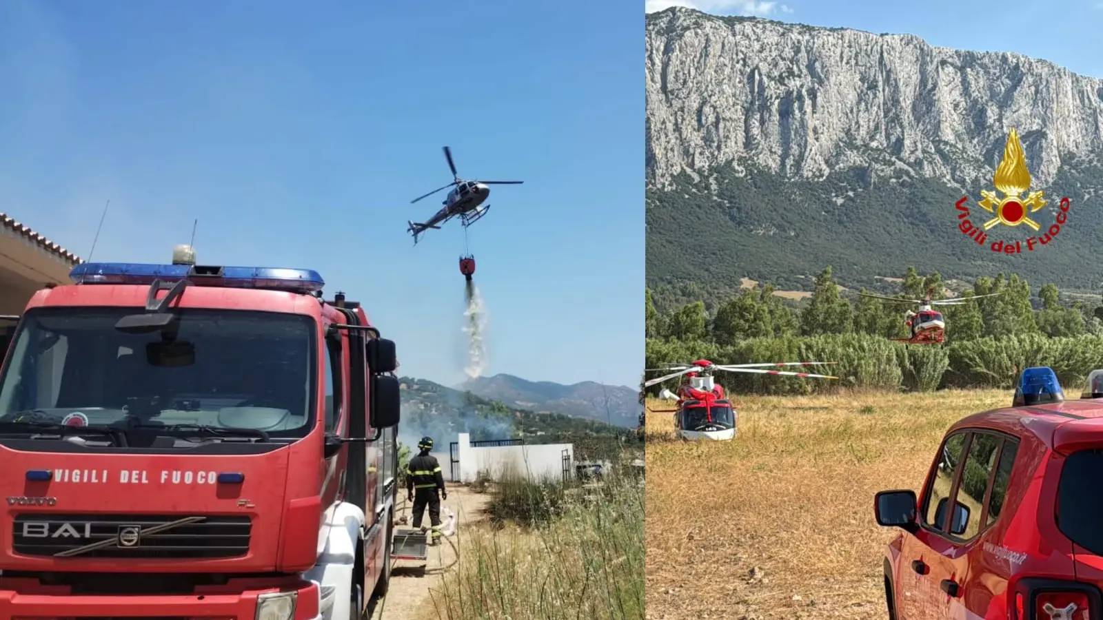Incendio a Irgoli, fiamme minacciano le abitazioni: intervento decisivo dei Vigili del Fuoco