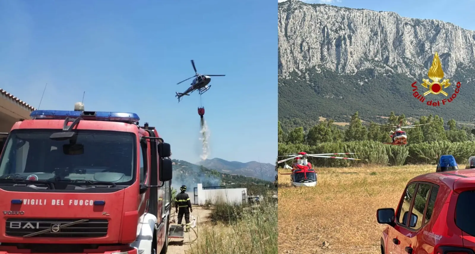 Incendio a Irgoli, fiamme minacciano le abitazioni: intervento decisivo dei Vigili del Fuoco